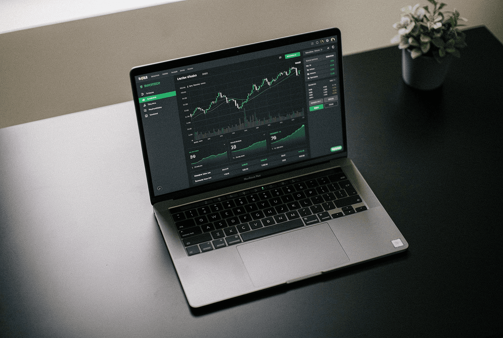 Dashboard AITradeCore su laptop: il sistema che opera in autonomia sui mercati